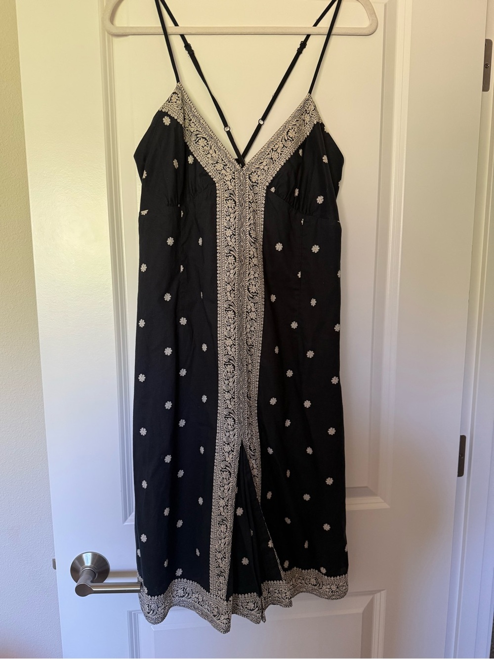 Vintage Y2K GAP Black Bandana Print Boho Midi Dress Size 14